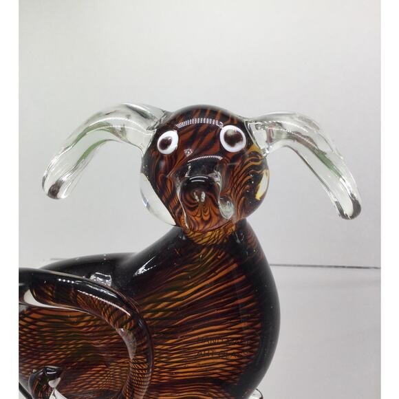 VTG Amber Filigrana Glass Dog Figurine paperweight - Picture 3 of 8